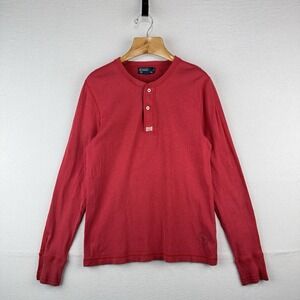 Vintage Polo Outfitters Ralph Lauren Red Cotton Henley Shirt Men's M *Read